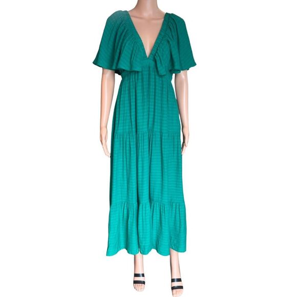 Willow + Root Green Ruffle Midi Maxi Dress Large - Picture 3 of 7